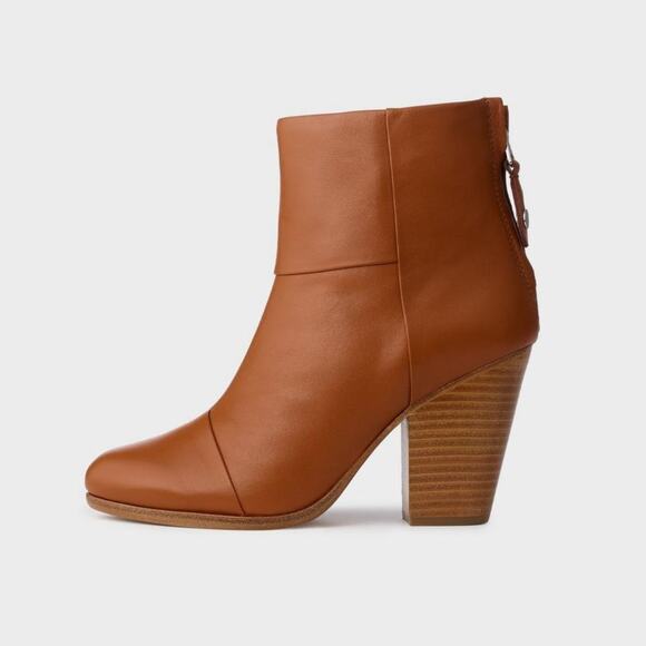 rag & bone Shoes - Rag & Bone Newbury Boot Brown Genuine Leather Stacked Heel Bootie Womens SZ 8